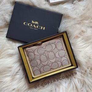 NEW Coach Signature Jacquard Mini Skinny ID Case